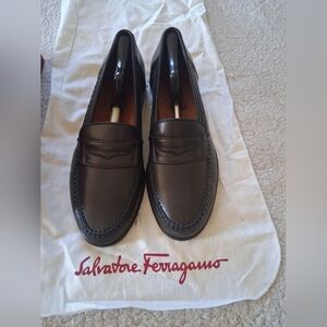 Salvatore Ferragamo Black Soft Leather Loafers